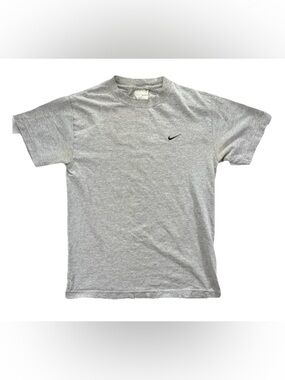 Vintage Y2K Nike Swoosh Logo Embroidered T Shirt Men's Small Gray 2000s Sports